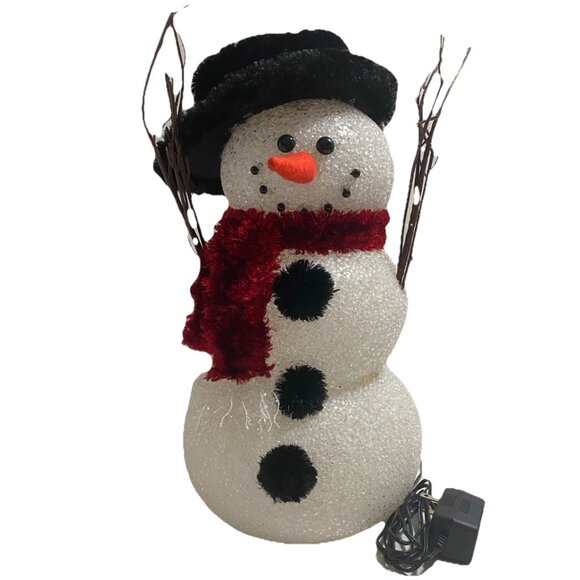 NEW Trim A Home Beaded Snowman With Color Changing Light Vintage Christmas Decor - Picture 1 of 7